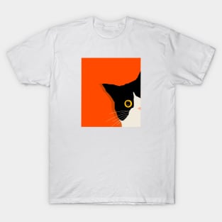 Maine Coon Black White Cat Illustration T-Shirt